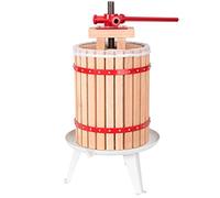 tectake® 18L Manual Fruit Press for Homemade Juice, Wine & Cider, Traditional Juice Maker with Hand-Powered Spindle Press, Easy to Use & Maintain, Manual Juicer in Wood & Steel, Includes Straining Bag
