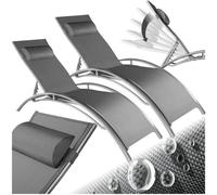 Tectake 2 2 Aluminum Garden Loungers, 5-Tier - Grey