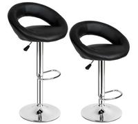 2 Bar stools set faux leather kitchen stool breakfast chair chrome 1x Lounge New