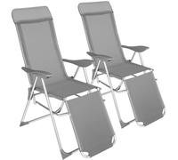 Garden Chairs Set of 2 Foldable 5x Adjustable Backrest Head Cushion Footrest