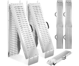 tectake® 2 Folding Loading Ramps, Galvanised Steel, Slip-Resistant, Mobility Scooters, Wheelchairs, Motorbikes, Van & Car Ramp, High Load Capacity, Easy Storage & Transport with Carry Handles - 186cm