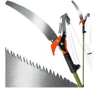 tectake® 2-in-1 Pruning Saw & Loppers, Max. Working Height 4 Metres, Telescopic Tree Pruner with Extendable Pole, Pruning Shears with Detachable Saw Blade in Robust Steel for Sawing & Cutting Branches
