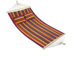 tectake® 2-Person Garden Hammock with Soft Surface & 2 Plush Pillows, Durable & Secure Suspension, 240 kg Load Capacity, Easy Setup, Spacious Double Hammock for Backyard, Patio, Camping - Striped