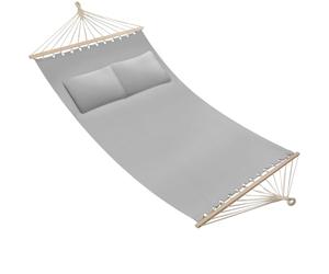 tectake® 2-Person Garden Hammock with Soft Surface & 2 Plush Pillows, Durable & Secure Suspension, 240 kg Load Capacity, Easy Setup, Spacious Double Hammock for Backyard, Patio, Camping - Light Grey