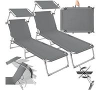 OUTDOOR GARDEN SUN LOUNGER FOLDING CHAIR RECLINER + SUNSHADE BLUE new