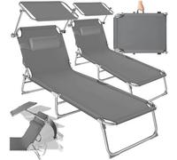Tectake 2 Chloe Sun Loungers Grey, Grey