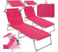 Tectake 2 Chloe Sun Loungers Pink, Pink