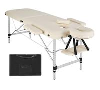 tectake Beige 2 Zone Aluminium Frame Foldable Massage Table with Head Armrests and Carry Bag