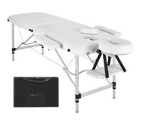 tectake White 2 Zone Aluminium Frame Foldable Massage Table with Head Armrests and Carry Bag