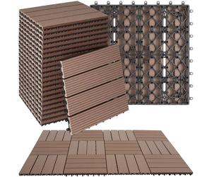 tectake® 22-Piece Decking Tile Set in Wooden Look, 31 x 31 cm per Tile, 2.1142m² Total Area, Easy Interlocking Click System, Non-Slip & Weather-Resistant WPC - Garden & Patio Decking Tiles - Brown