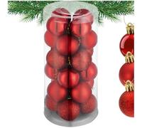tectake® 24-Pack Christmas Baubles with Glossy, Matt & Glittery Finish, Lightweight & Durable Red Baubles with Tear-Resistant Golden Loops, Ideal Christmas Ornaments for Tree, Garlands, Wreaths - Red