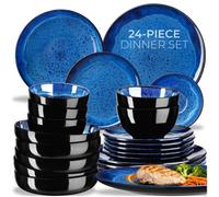 Tectake 24 Pc Mare Tableware Set In Stoneware, For 6 People - Blue