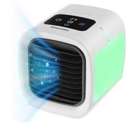 tectake® 3-in-1 Portable Air Cooler with Water Tank, LED Lighting, 5 Speeds & 2 Cooling Settings, Mini Air Conditioner with USB-C Port, Water Cooling Fan & Humidifier for Home, Office - White