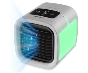 tectake® 3-in-1 Portable Air Cooler with Water Tank, LED Lighting, 5 Speeds & 2 Cooling Settings, Mini Air Conditioner with USB-C Port, Water Cooling Fan & Humidifier for Home, Office - Grey
