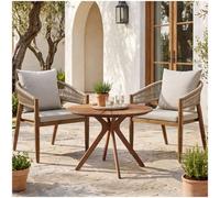 Tectake 3-Piece Garden Set Garden Set Consisting Of A Table And 2 Chairs, Weatherproof, Acacia Wood - Sand