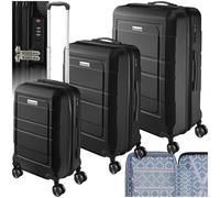 TecTake® 3-Piece Luggage Set with Scratch-, Shock- & Water-Resistant ABS Hard Shell, Suitcase Set with 360° Wheels, TSA Combination Locks & Telescopic Handles, Incl. M, L & XL Suitcases - Black