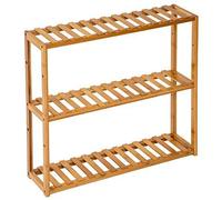 tectake® 3-Tier Bamboo Shelving Unit, 60 x 15 x 54.5 cm, Open Storage Unit in Lacquered Bamboo, Easy Assembly, Versatile Storage Rack - Ideal as Bathroom Shelf, Kitchen Shelf, Living Room Bookcase