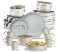 Tectake 30 Pc Dinner Set Mare In Glazed Stoneware For 6 People, Microwave- And Dishwasher-Safe - Sand