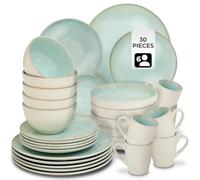 Tectake 30 Pc Dinner Set Mare In Glazed Stoneware For 6 People, Microwave- And Dishwasher-Safe - Mint