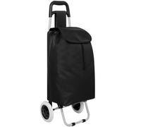 tectake® 35L Folding Shopping Trolley with 2 Wheels, Large Storage Compartment & Zipped Pocket, Lightweight Folding Trolley on Wheels with Removable Cover & Foldable Frame for Easy Storage - Black