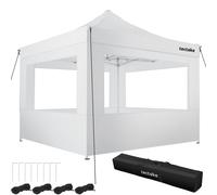 tectake 3x3m Foldable Aluminum Garden Pavilion with 4 Side Panels in White | Size: Large TECTAKE White Large