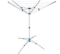 tectake® 4-Arm Rotary Washing Line with 16m Drying Space, Outdoor Clothes Line in Weather-Resistant Aluminium with Adjustable Height & Stable Base, Portable & Folding Clothes Airer for Easy Setup