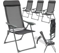 Tectake 4 Folding Aluminum Garden Chairs With Headrests - Anthracite - 4