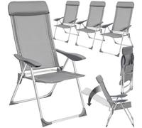 Tectake 4 Folding Aluminum Garden Chairs With Headrests - Grey - 4