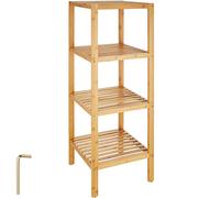 tectake® 4-Tier Bamboo Shelving Unit, 33 x 33 x 97 cm, Open Storage Unit in Lacquered Bamboo, Easy Assembly, Versatile Storage Rack - Ideal as Bathroom Shelf, Kitchen Shelf, Living Room Bookcase