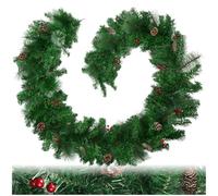 tectake 403316 Christmas Garland with Pinecones & Lifelike Needles, Xmas Decoration Tree, Wedding Birthdays Party, 270 cm, Green