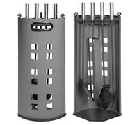 tectake® 5-Piece Fireside Companion Set, Incl. Fire Poker, Tongs, Brush, Ash Shovel & Holder in Durable Steel, Fireplace Tools with Heat-Resistant Handles, Compact Log Burner Accessories for Fireplace