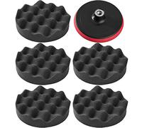 TecTake 5 x Car Detailing Buff Polishing Sponge Pads wavily Middle 150mm + Grip Pad 150mm for Car Polishers