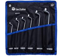 TecTake 6 pc Double Ring Spanner Set | Compact Spanner Set w/ 10 Sizes, roll case & Durable Materials | 402492-UK