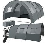 tectake® 6 Person Festival Tent - Water-Repellent Large Family Tunnel Tent with UV 50+ Protection, Mosquito Net - Lightweight Poles & Easy Assembly - Includes Awning & Carry Bag