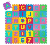 tectake® 86-Piece Alphabet Puzzle Play Mat with Removable Letters, Numbers & Shapes, Easy-Care & Stackable Interlocking Foam Mats, Soft EVA Foam Play Mat for Playing & Learning - 31.5 x 31.5 cm