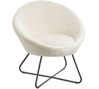 tectake Accent Chair Centera - boucle or velvet fabric, curved backrest, and steel frame, Cream