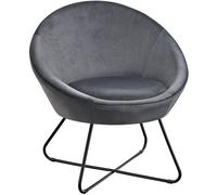 Tectake 1 Accent Chair Centera - Bouclé Or Velvet Fabric, Curved Backrest, And Steel Frame Armchair - Velvet Look Anthracite