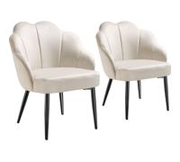 TecTake Accent Chair Hellen - Velvet Cover, Padded, Extra-wide Shell-shaped Backrest, Cream