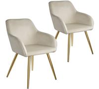 tectake Accent Chair Marilyn Set Of 2 - Cream/Gold in Cream | Size: 2 Pack TECTAKE Cream 2 Pack