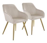 tectake Accent Chair Marilyn Set Of 2 - Taupe/Gold in Taupe | Size: 2 Pack TECTAKE Taupe 2 Pack