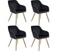 tectake Accent Chair Marilyn Set Of 4 - Black/Gold in Black | Size: 4 Pack TECTAKE Black 4 Pack