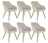 tectake Accent Chair Marilyn Set Of 6 - Taupe/Gold in Taupe | Size: 6 Pack TECTAKE Taupe 6 Pack