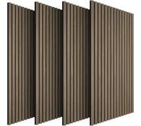 tectake® Set of 4 Acoustic Wall Panels with Real Wood Veneer & MDF, Sound-Absorbing Acoustic Panels with Felt Fabric & Wood Slats, Adjustable Size & Easy Installation, 120 x 60 x 2.1 cm - Dark Oak