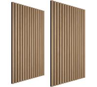 tectake® Set of 2 Acoustic Wall Panels with Real Wood Veneer & MDF, Sound-Absorbing Acoustic Panels with Felt Fabric & Wood Slats, Adjustable Size & Easy Installation, 120 x 60 x 2.1 cm - Oak