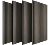 tectake® Set of 4 Acoustic Wall Panels with Real Wood Veneer & MDF, Sound-Absorbing Acoustic Panels with Felt Fabric & Wood Slats, Adjustable Size & Easy Installation, 120 x 60 x 2.1 cm - Grey Oak