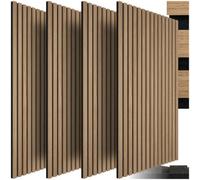 Tectake Acoustic Wall Panels With Wood Veneer Slats, Thick Felt And Easy To Install Set Of 4 - Oak