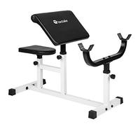 tectake® Adjustable Weight Bench with Dumbbell Rack for Bicep Curls, Preacher Curl Bench with Adjustable Seat & Armrest, Steel Frame, 150 kg Load Capacity, Home Gym Equipment for Targeted Arm Workouts