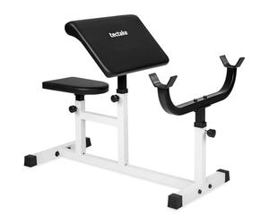 tectake® Adjustable Weight Bench with Dumbbell Rack for Bicep Curls, Preacher Curl Bench with Adjustable Seat & Armrest, Steel Frame, 150 kg Load Capacity, Home Gym Equipment for Targeted Arm Workouts