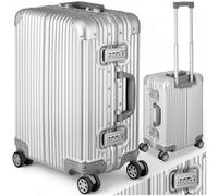Tectake Airway Cabin Trolley, Aluminum, Tsa Locks, 4 Double-Wheel Casters - Silver