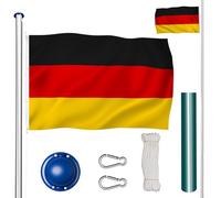 tectake® Aluminium Flag pole Rust-Free, Including Flag, Adjustable Hight system, Hoist System, Extra Long Ground Sleeve, Easy setup Including Rope, Decorative and Durable - Germany